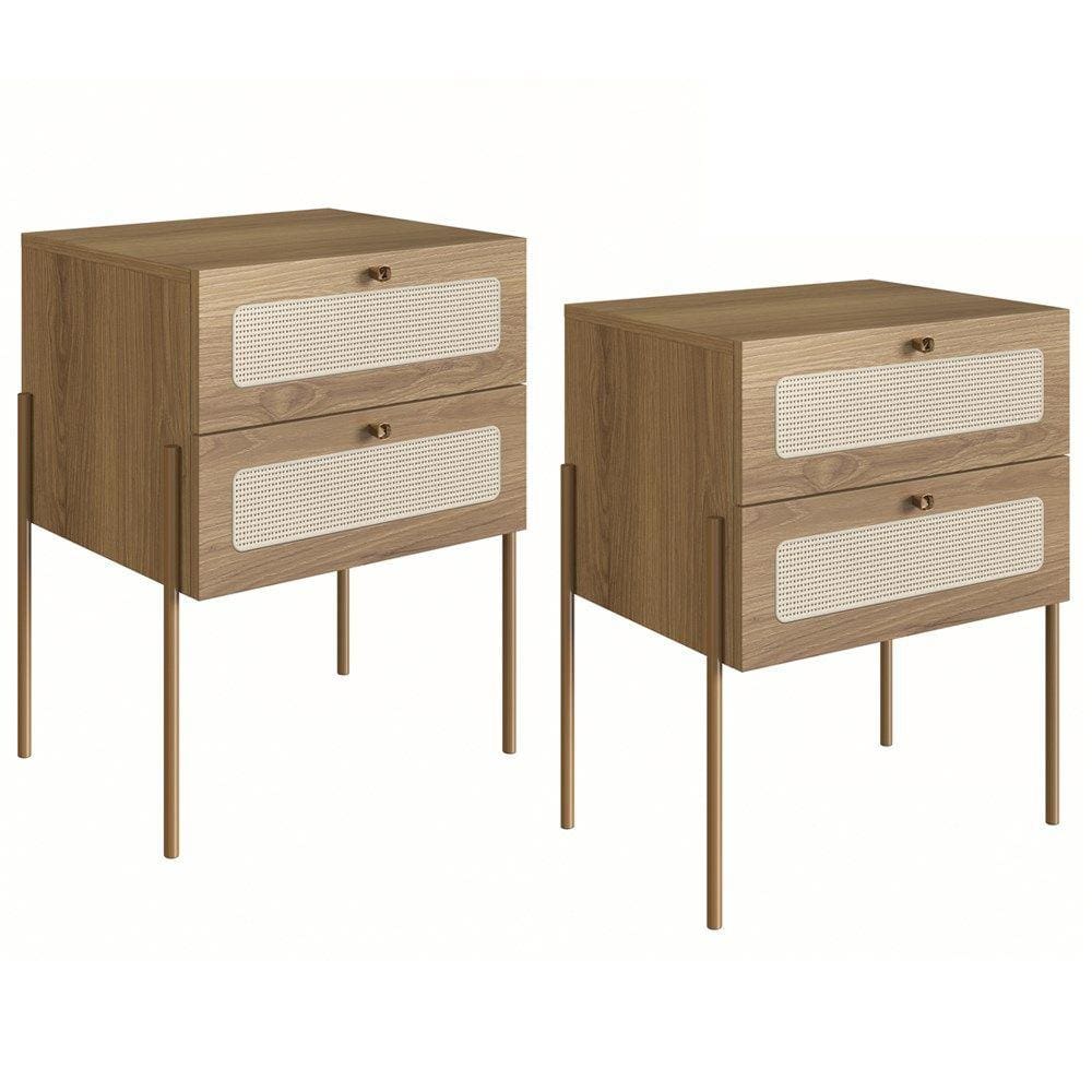 Kit 02 Mesas de Cabeceira Palhinha 28933 Linha Oslo Hanover Artesano