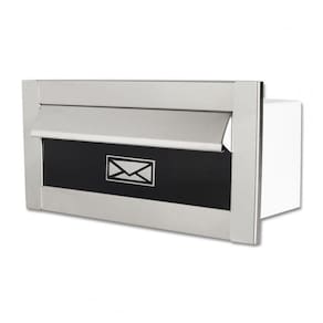 Caixa De Correio Inox Escovada c/Tarja Preta 14cm profund