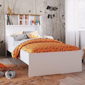 Cama Infanto Juvenil Com Protetores Estante Prateleira Espelho House Sem Colchão Quarto Branco