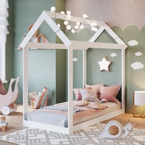 Mini Cama Infantil Montessoriana Casinha Cabana Sem Colchão Quarto Criança Branco