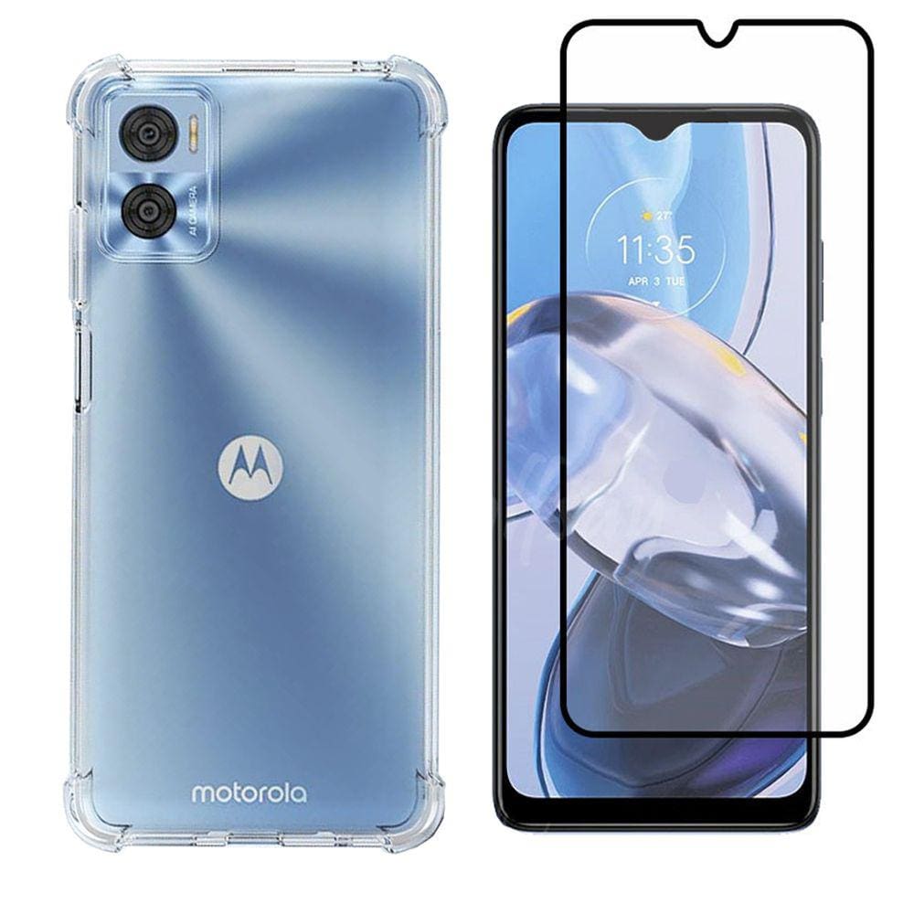 Kit Capa Capinha Para Moto E22 Anti Impacto + Película 3d