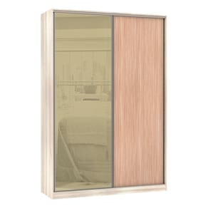 Guarda-Roupa Solteiro Luciane 2 Portas de Correr 3 Gavetas Prime Plus Alumínio com Vidro 8 cm