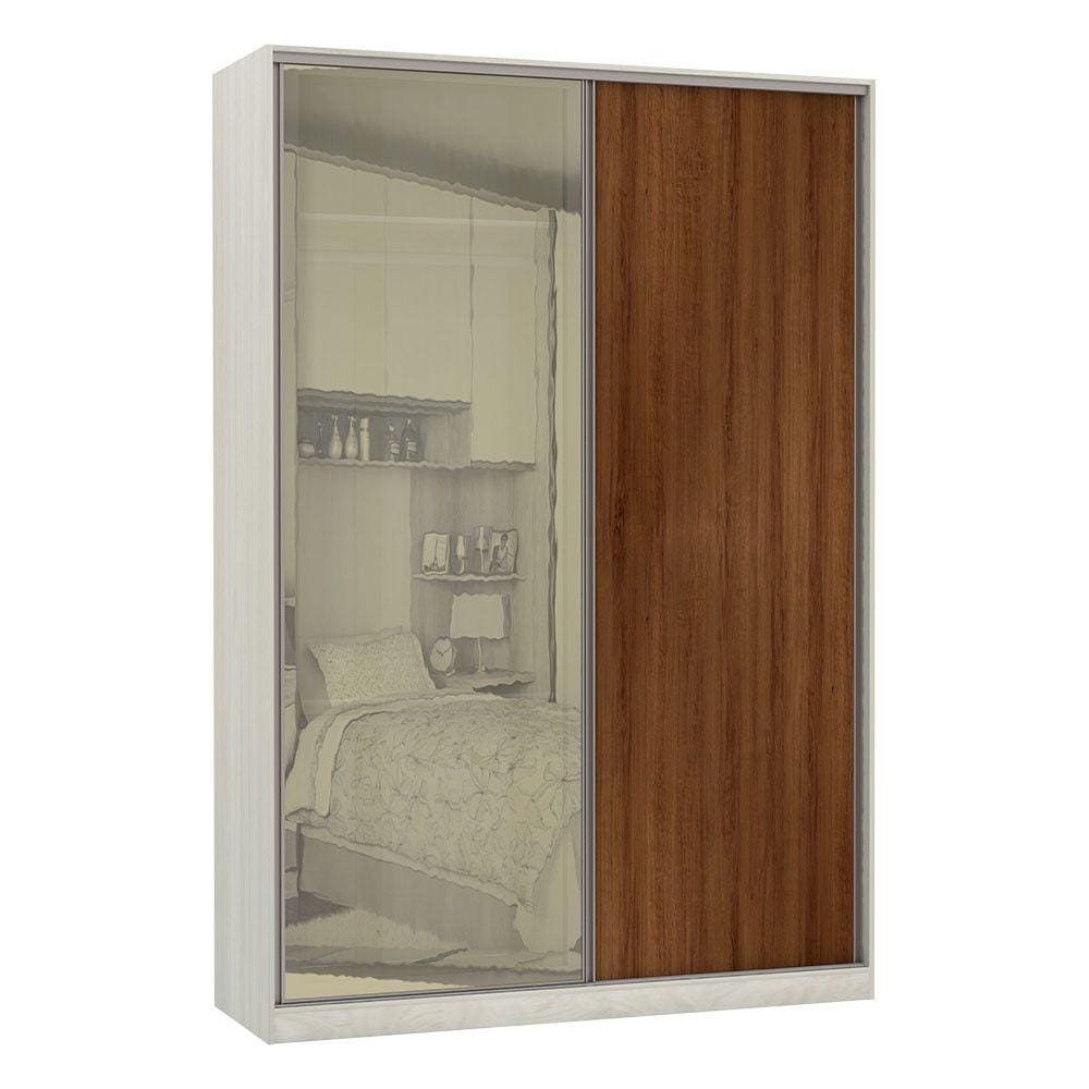 Guarda-Roupa Solteiro Luciane 2 Portas de Correr 3 Gavetas Prime Plus Alumínio com Vidro 8 cm