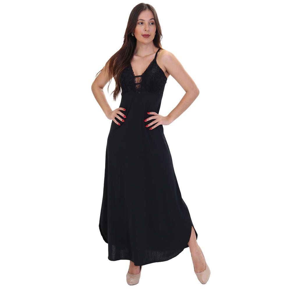 Camisola Longa Sexy Luxo Confortável Pijama Linha Noite Estilo Sedutor - DR327