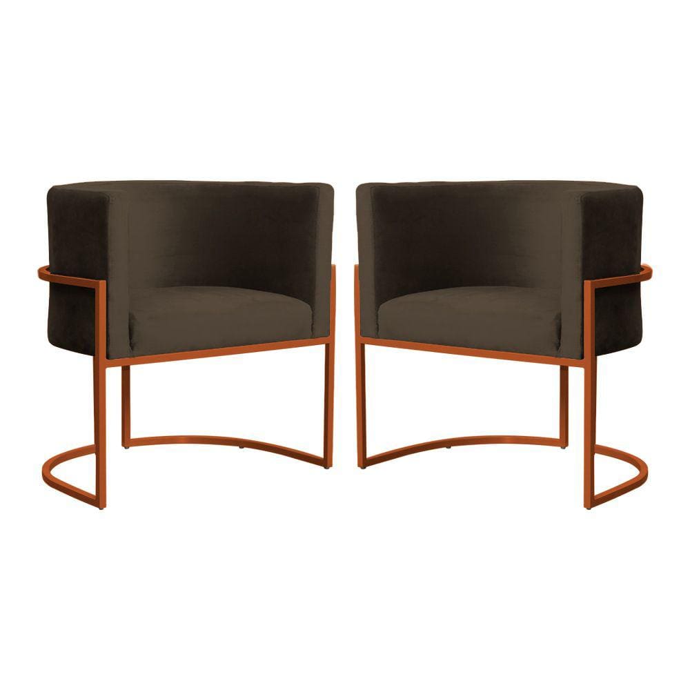 Kit 02 Poltrona Luana Base Bronze Para Sala Veludo Cores - S.A Móveis