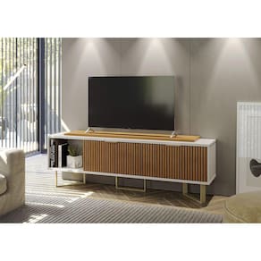 Rack TV até 70" Polegadas 2 Portas Off White/Tauari Ripado Lukaliam Malibu 180x61