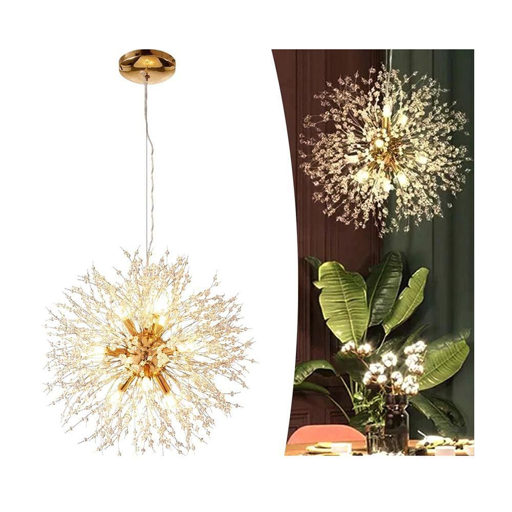 Lustre Pendente Em Cristal Flor Dente De Leão Globo 40cm Redondo Moderno Para Sala Quarto Mesa De Jantar Escritório