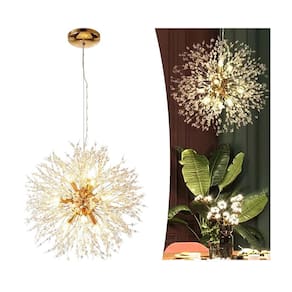 Lustre Pendente Em Cristal Flor Dente De Leão Globo 40cm Redondo Moderno Para Sala Quarto Mesa De Jantar Escritório