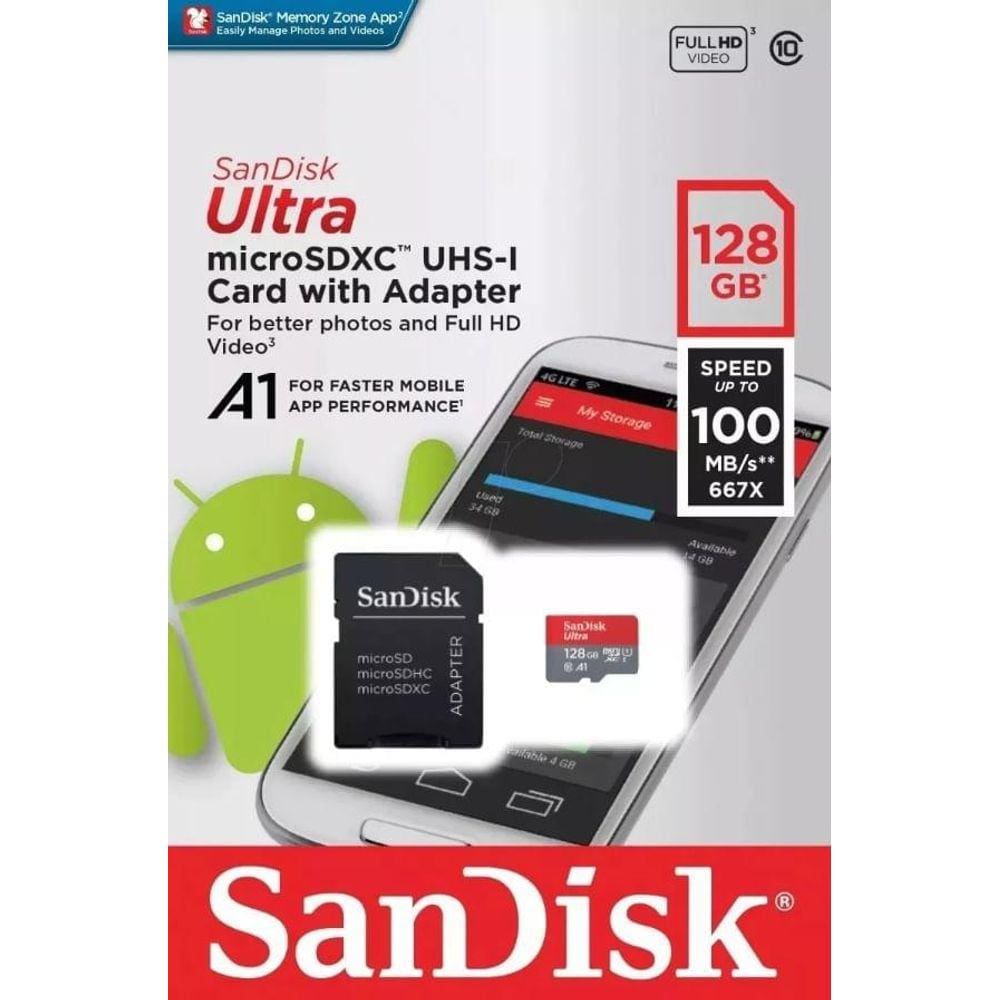 Cartão de Memória 128GB Micro SDXC Com Adaptador - Sandisk