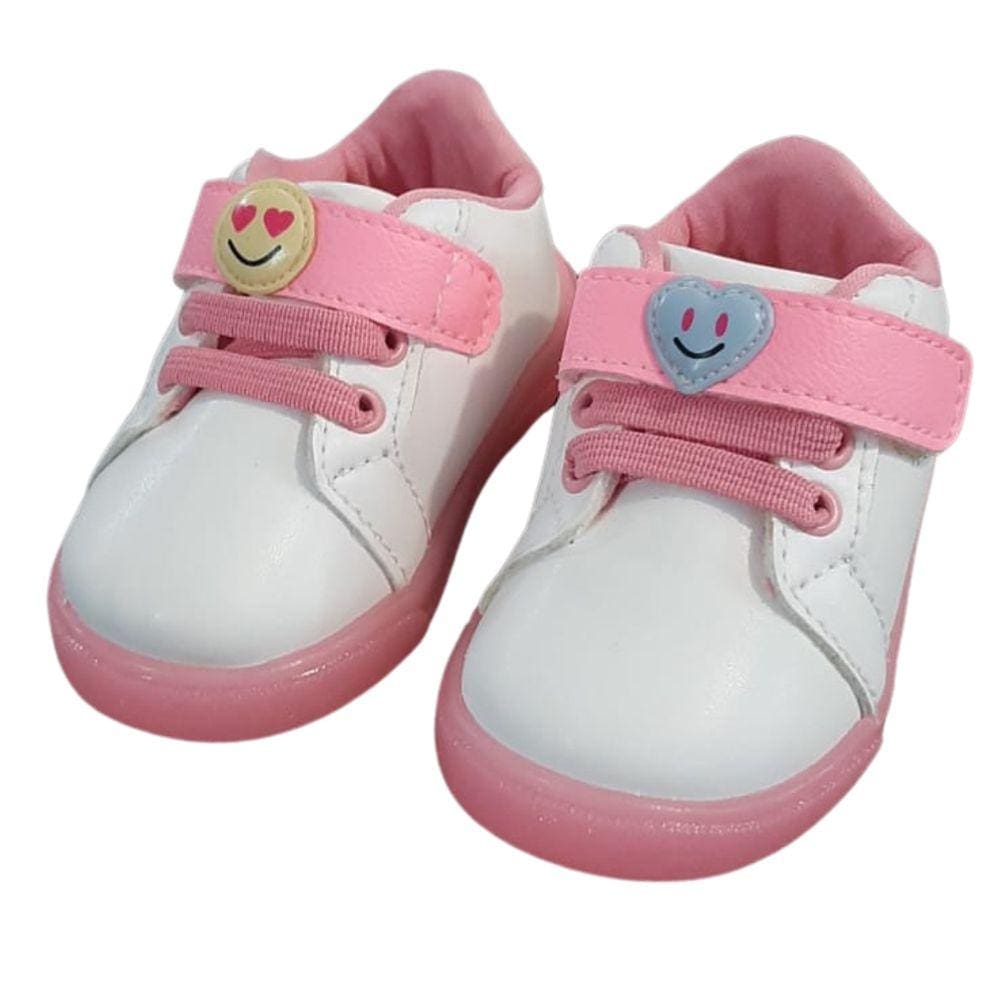 Tênis Infantil Pampili 19 Ao 24 Pom Pom Emoji Branco