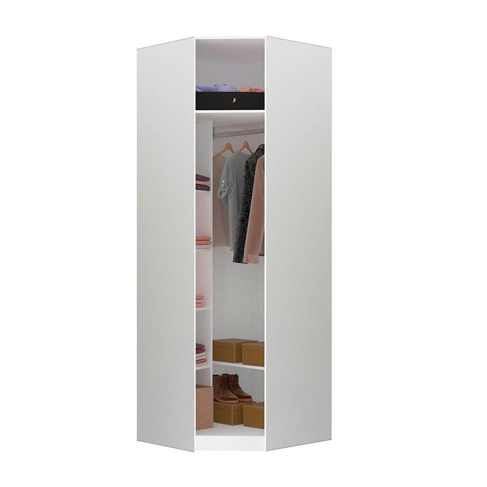 Guarda Roupa Closet sem Porta Canto Diagonal 83,8cm 5 Prateleiras 1 Cabideiro Prime Luciane Móveis