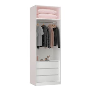 Guarda Roupa Closet sem Porta 80,4cm 3 Gavetas, Maleiro, 1 Cabideiro Prime Luciane Móveis