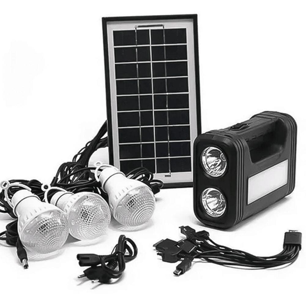 Kit Sistema Luz Solar 3 Lâmpadas + 1 Painel Solar + Lanterna