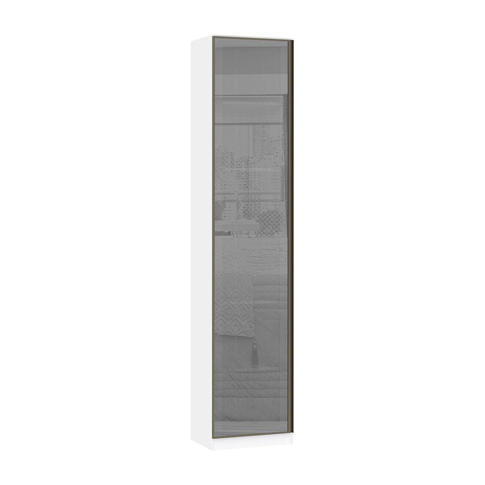 Guarda Roupa Sapateira 1 Porta 50cm com Vidro Reflecta Prata Prime Luciane Móveis