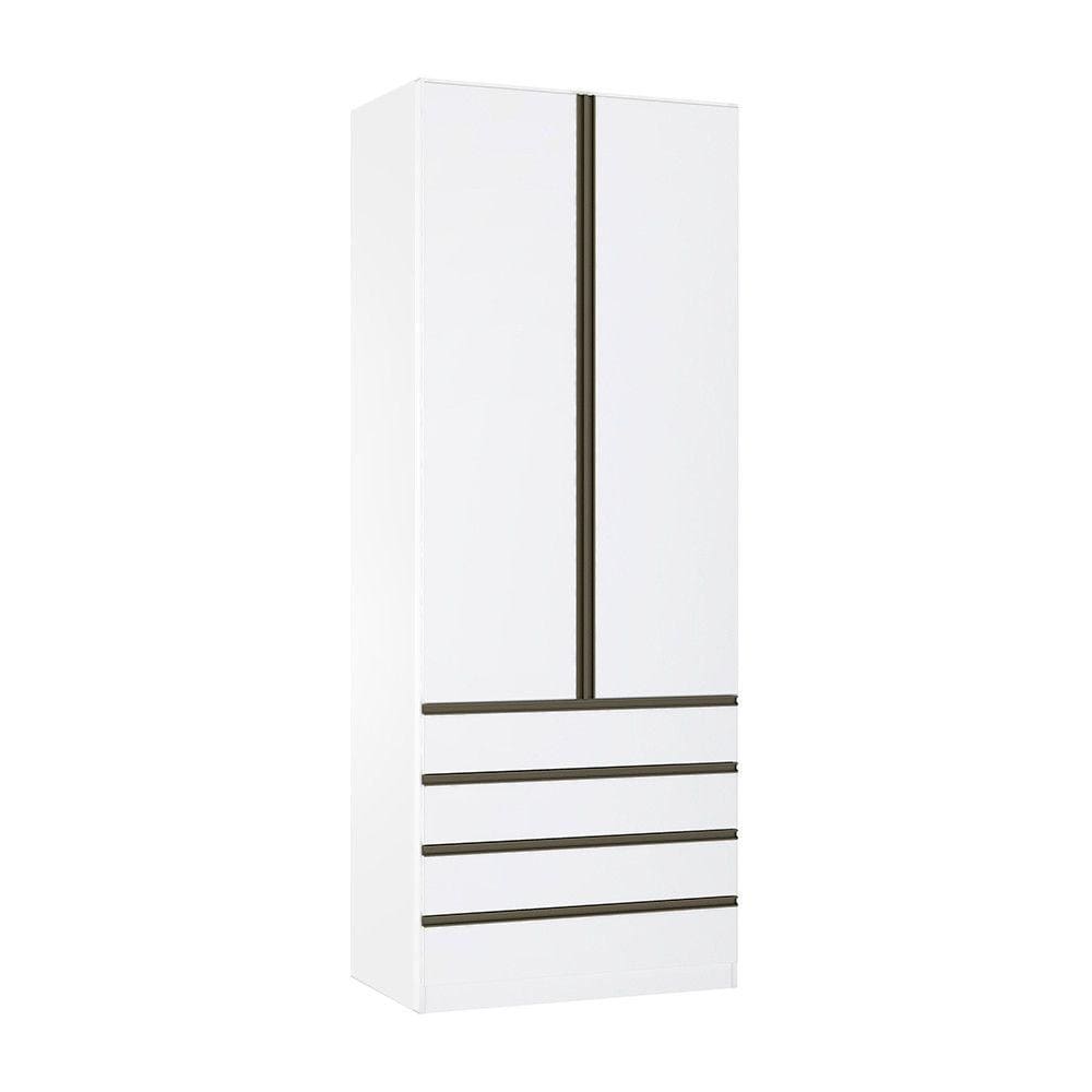 Guarda Roupa Solteiro 2 Portas 4 Gavetas 90cm Prime Luciane Móveis