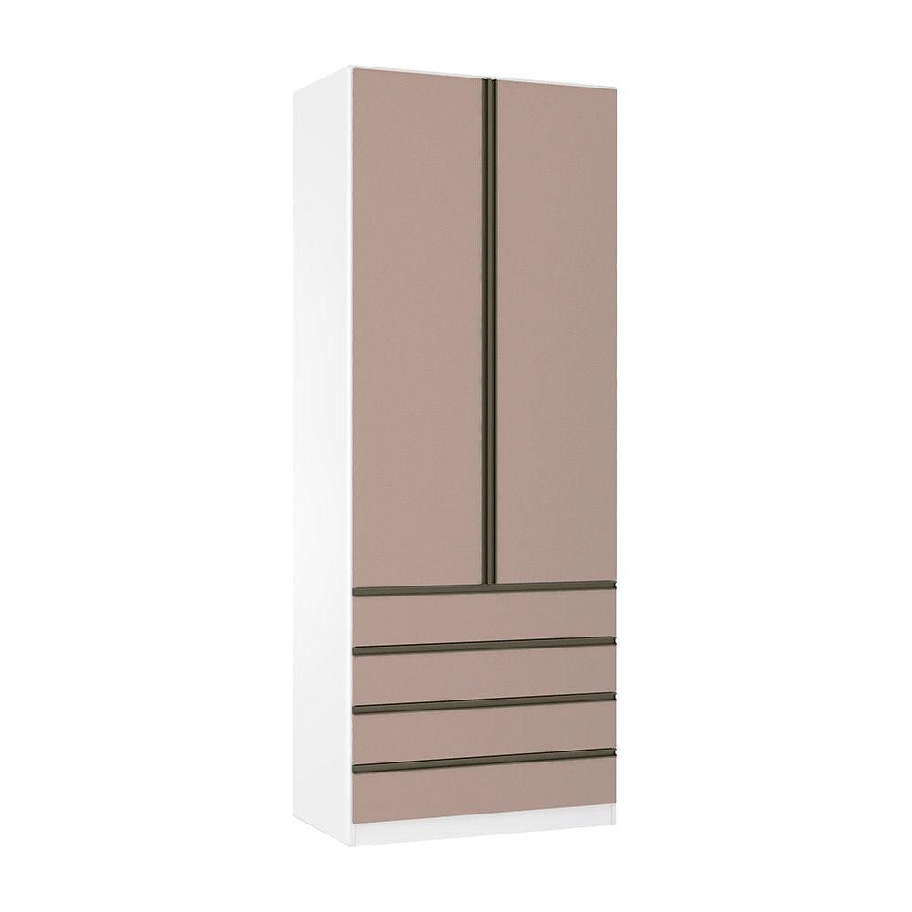 Guarda Roupa Solteiro 2 Portas 4 Gavetas 90cm Prime Luciane Móveis