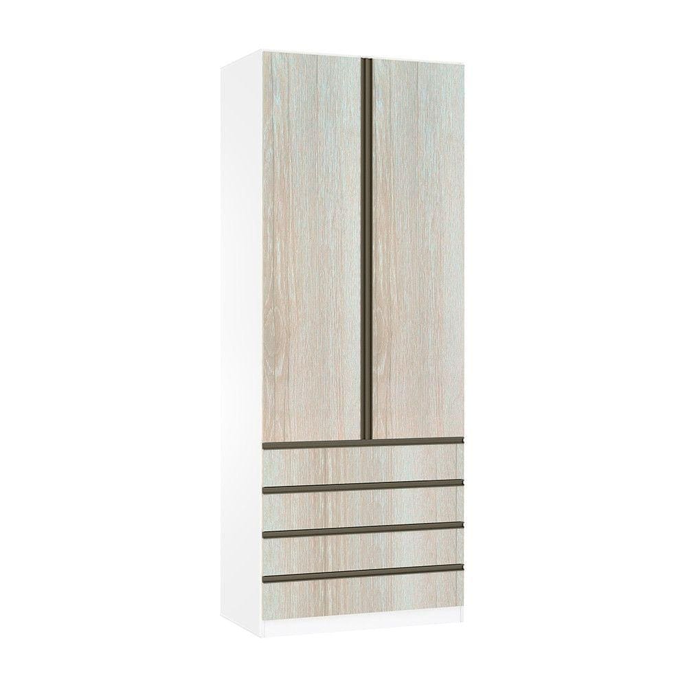 Guarda Roupa Solteiro 2 Portas 4 Gavetas 90cm Prime Luciane Móveis