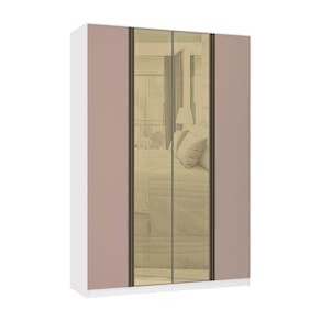 Guarda Roupa 4 Portas 3 Gavetas 159,2 cm com Vidro Reflecta Bronze Prime Luciane Móveis