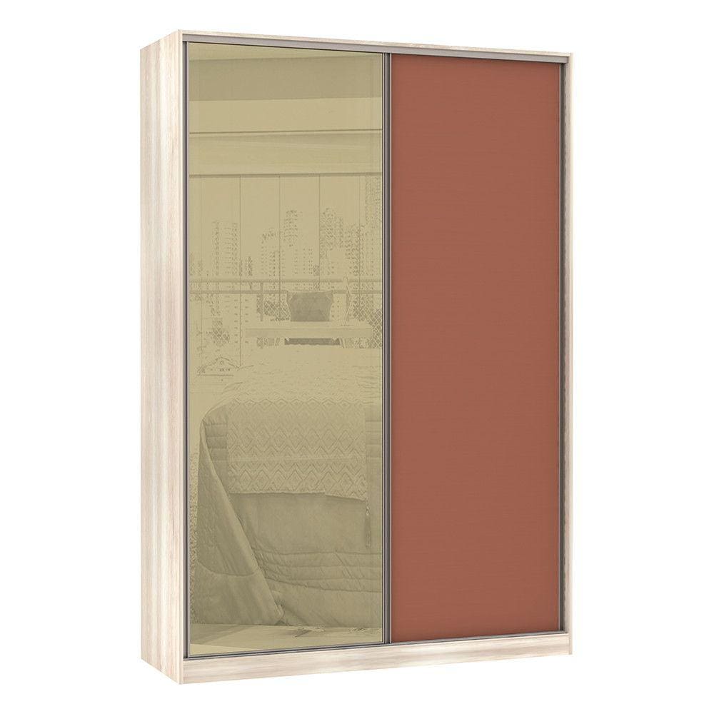 Guarda-Roupa Solteiro Luciane 2 Portas de Correr 3 Gavetas Prime Plus Alumínio com Vidro 8 cm