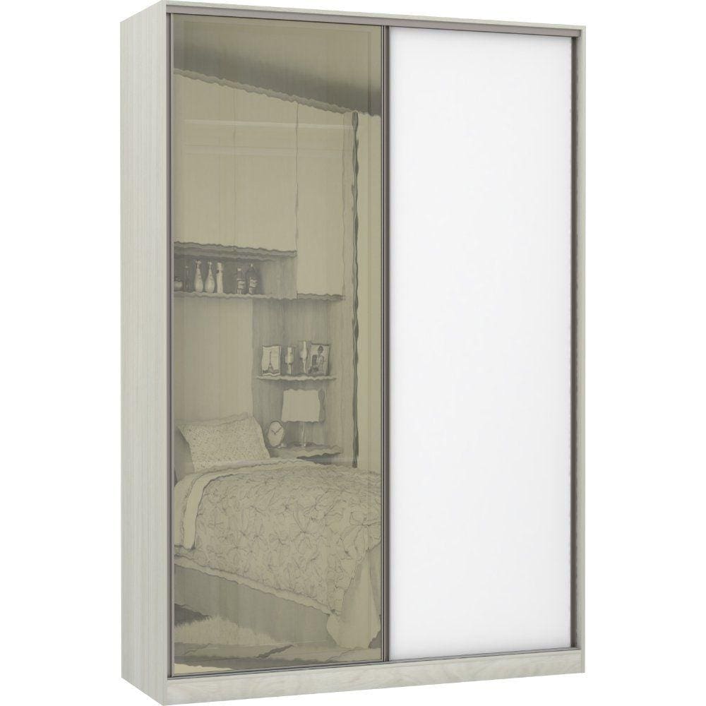 Guarda-Roupa Solteiro Luciane 2 Portas de Correr 3 Gavetas Prime Plus Alumínio com Vidro 8 cm
