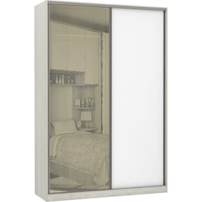 Guarda-Roupa Solteiro Luciane 2 Portas de Correr 3 Gavetas Prime Plus Alumínio com Vidro 8 cm