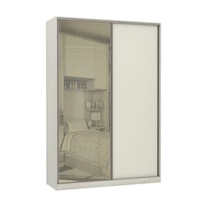 Guarda-Roupa Solteiro Luciane 2 Portas de Correr 3 Gavetas Prime Plus Alumínio com Vidro 8 cm
