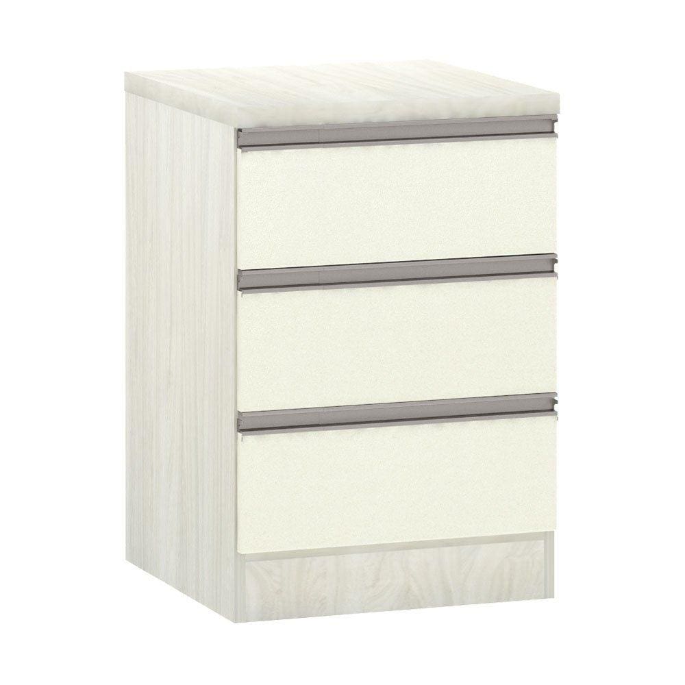 Mesa de Cabeceira 3 Gavetas 40cm Estrutura Legno Crema Prime Plus Luciane Móveis