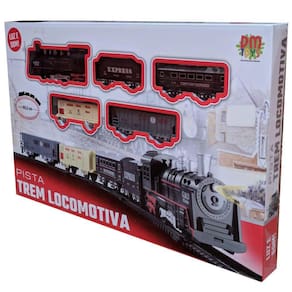 FERRORAMA TREM CLASSICO COM CONTROLE REMOTO SEM FIO MAQUINA LOCOMOTIVA  GRANDE COM VAGOES E 460CM DE