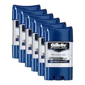 Kit com 6 Desodorantes Antitranspirante Gillette Specialized Antibacterial Gel 82g