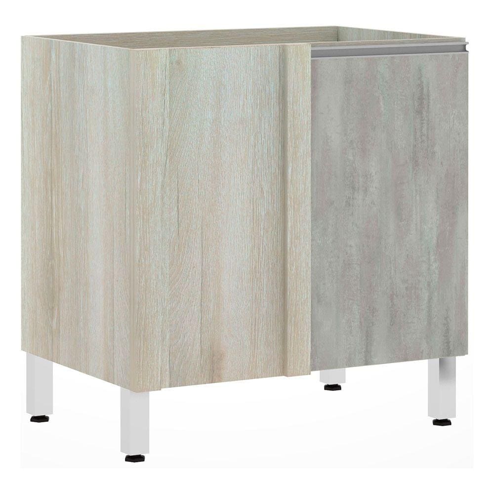 Balcão de Cozinha sem Tampo de Canto Reto Luciane 80cm 1 Porta Lis Luciane Móveis