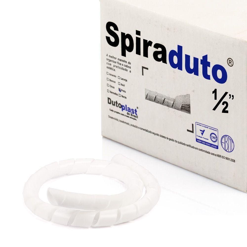 Organizador Fios E Cabos Spiraduto 1/2 Branco - 50 Mt