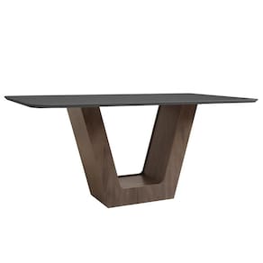 Mesa Bilbao Retangular Tampo 25mm Dobue Cedro/Cinza