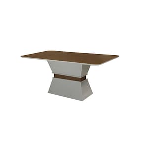 Mesa Retangular Tampo 25mm Off White/Cedro Dobuê Monaco 80x90x160
