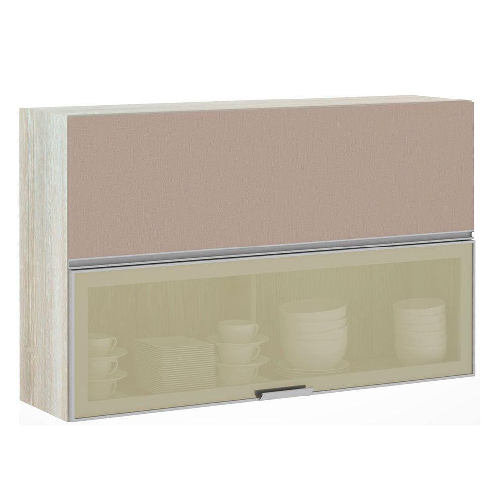 Armario Basculante Misto Luciane 120cm 1 Porta Fechada 1 Porta Alumínio com Vidro Reflecta Lis