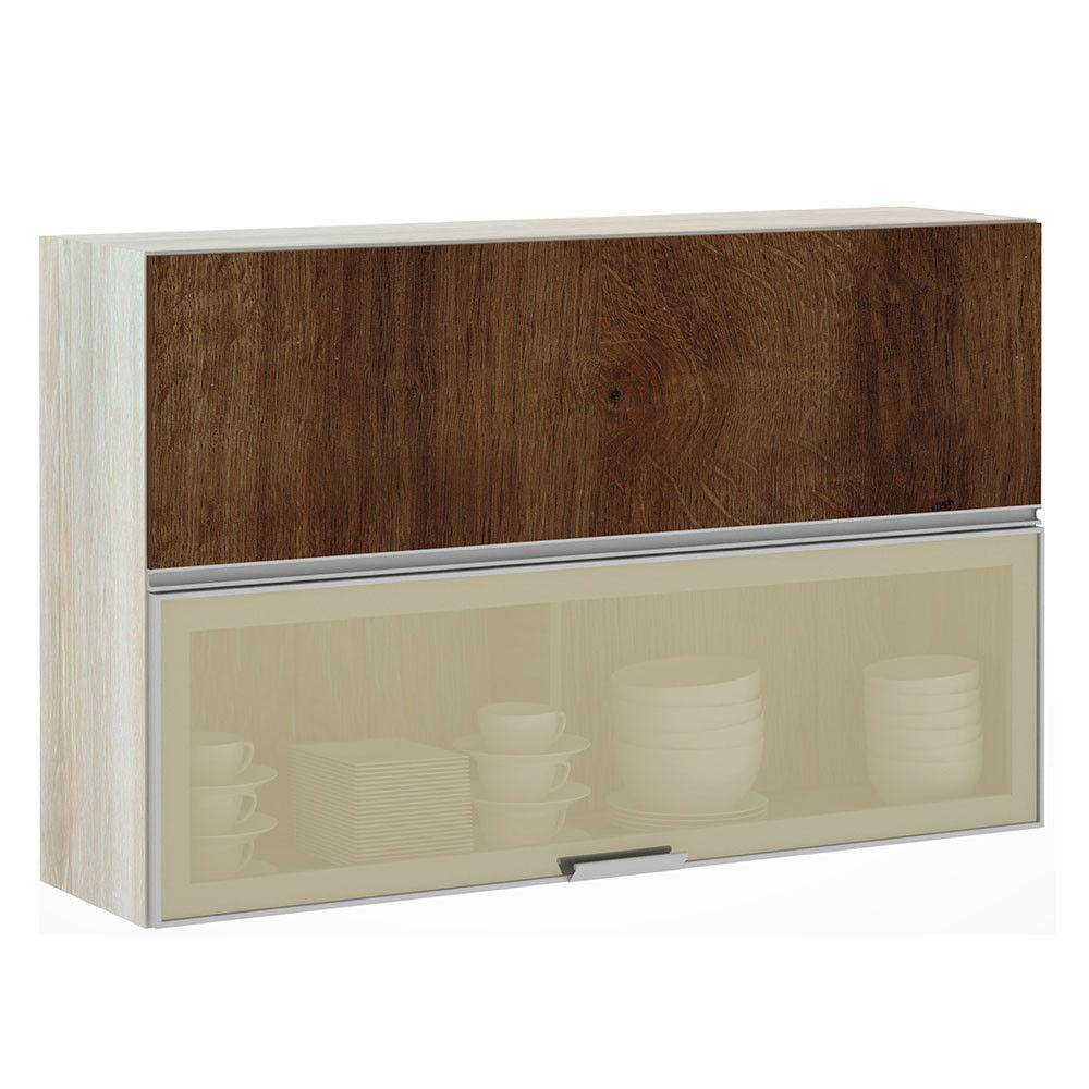 Armario Basculante Misto Luciane 120cm 1 Porta Fechada 1 Porta Alumínio com Vidro Reflecta Lis