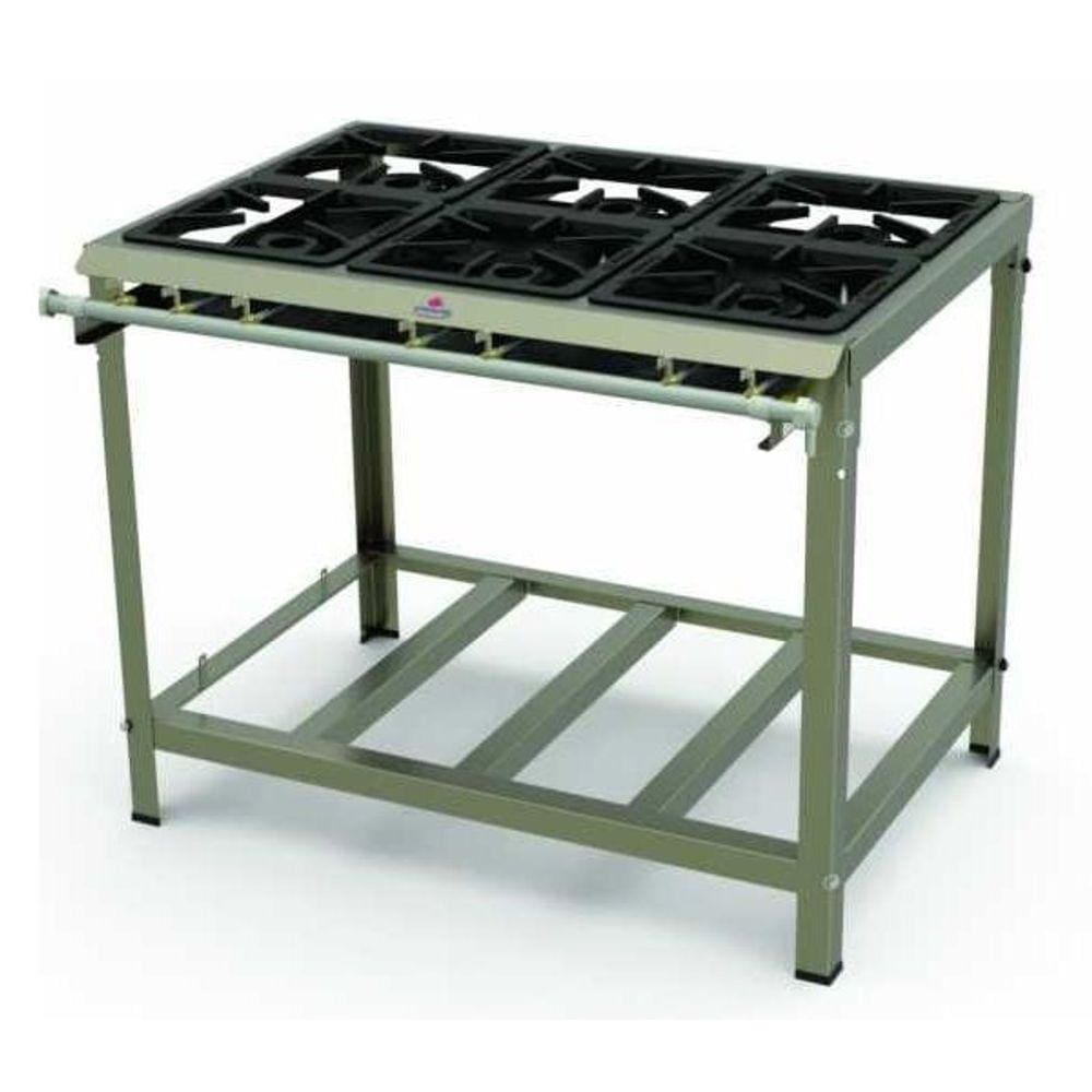 Fogão Inox 6 Queimadores Simples (c/ Registro p/ Forno) PMI-600N - Progás