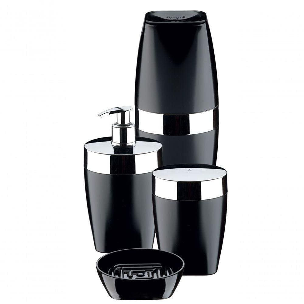 Kit Lavabo Banheiro 4 Peças Future Abs Preto Cromado 2705pt