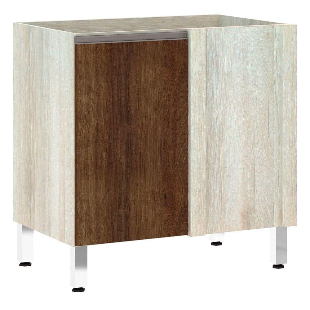 Balcão de Cozinha sem Tampo Canto Reto Luciane 80cm 1 Porta Luci Luciane Móveis