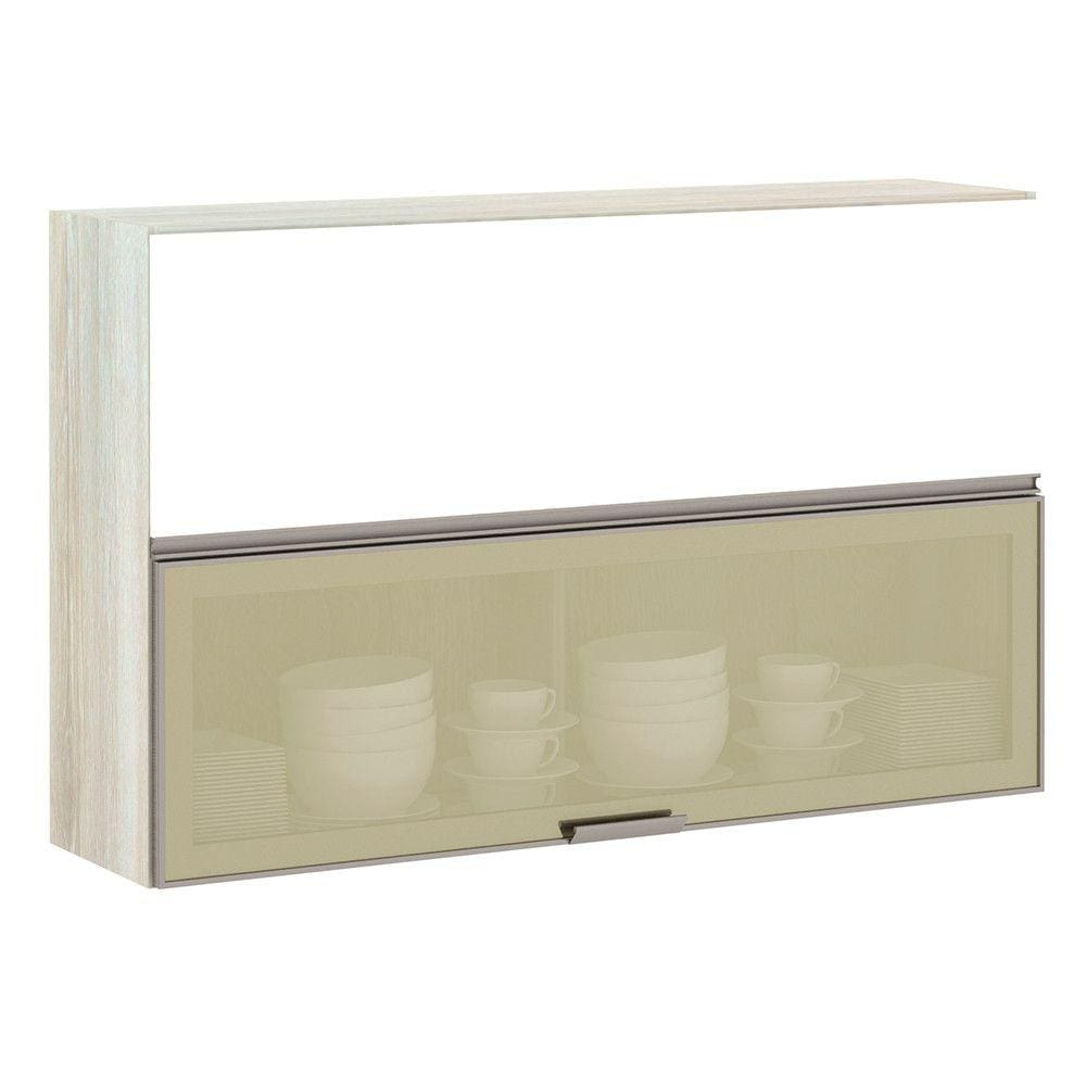 Armário Basculante Misto Luciane 120cm 1 Porta Fechada 1 Porta com Vidro Reflecta Bronze Luci