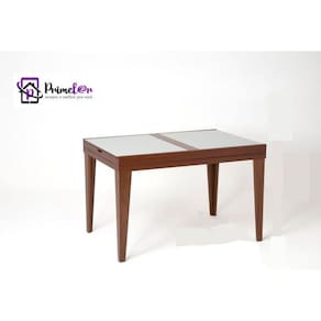 Mesa De Jantar Extensível 1.20 a 1.80 Com Vidro Pés Madeira Gênova