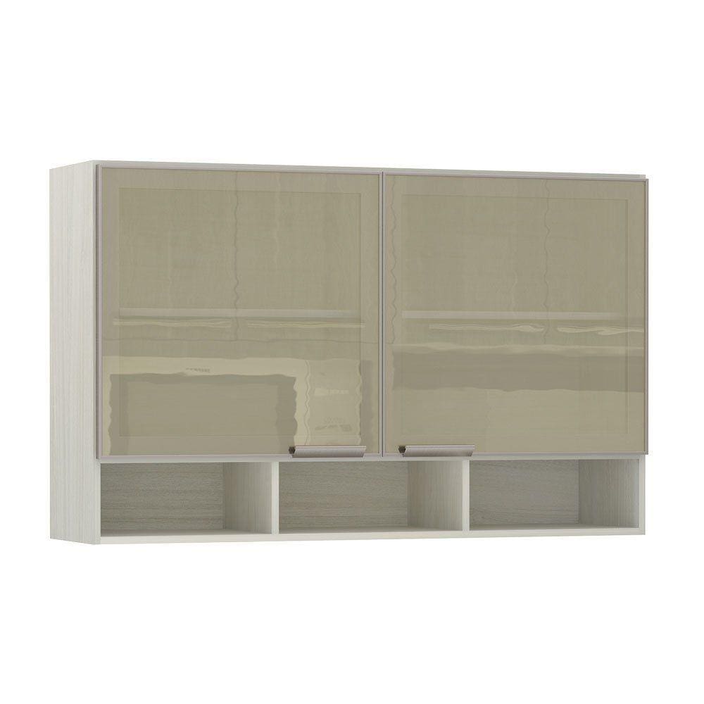 Armário Luciane 120cm 2 Portas com Vidro Reflecta Bronze + Nicho Luci