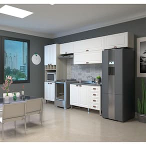 Armário De Cozinha 5 Peças Sem Tampo Crema Com Branco