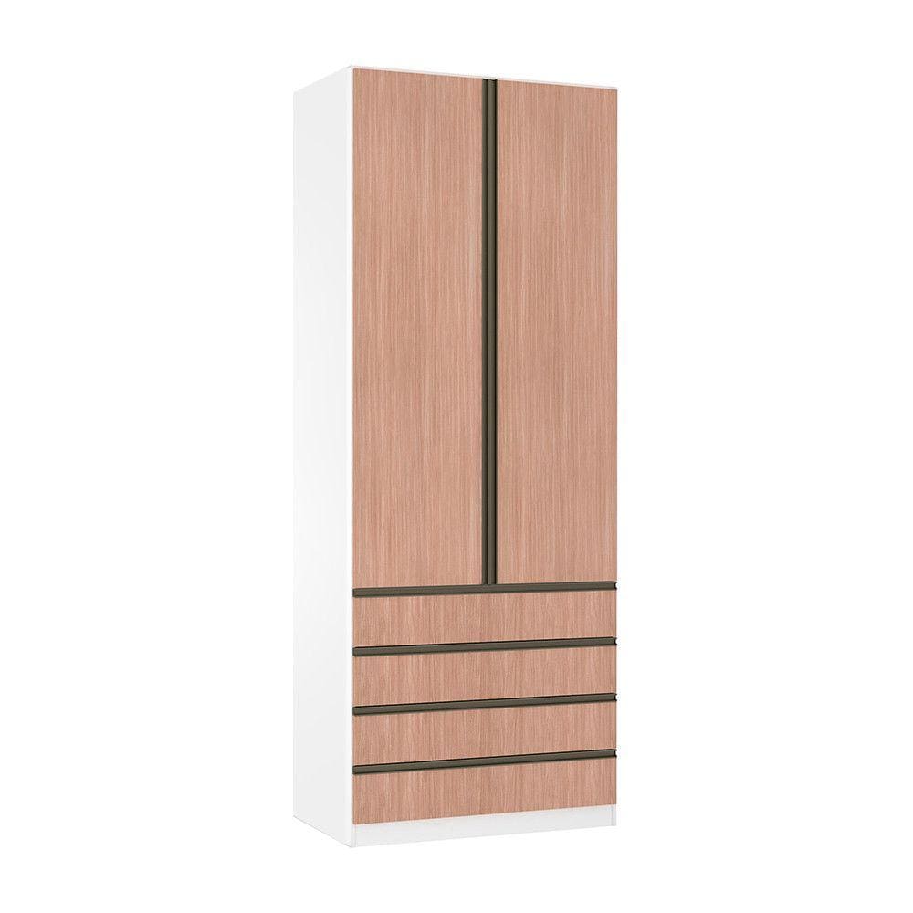 Guarda Roupa Solteiro 2 Portas 4 Gavetas 90cm Prime Luciane Móveis