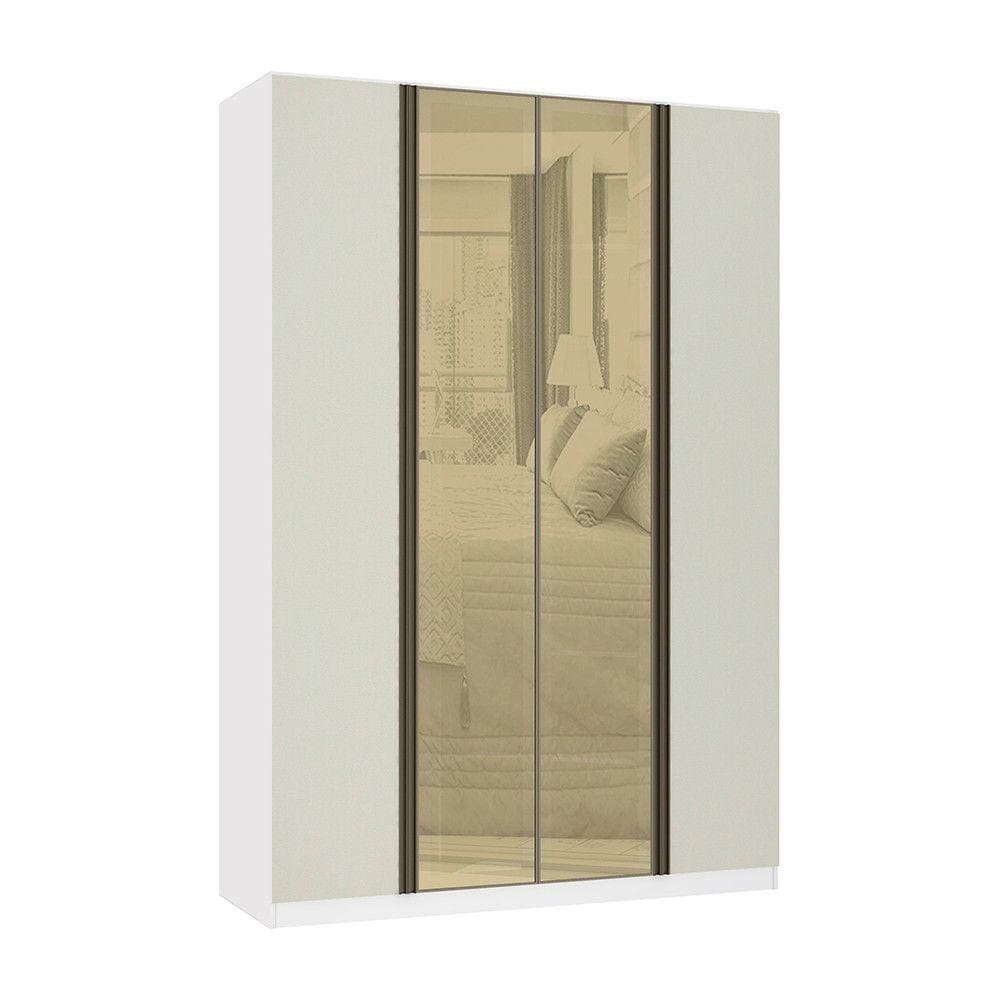 Guarda Roupa 4 Portas 3 Gavetas 159,2 cm com Vidro Reflecta Bronze Prime Luciane Móveis