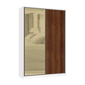 Guarda Roupa 2 Portas de Correr 3 Gavetas 159cm com Vidro Reflecta Bronze Prime Luciane Móveis