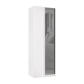 Guarda Roupa Modulado Canto Reto 1 Porta 80cm com Vidro Reflecta Prata Prime Luciane Móveis