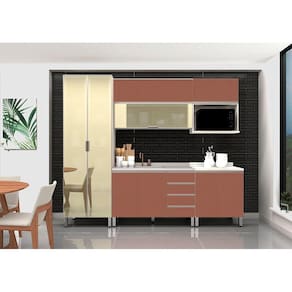 Armário De Cozinha Compacta 6 Peças Sem Tampo De 120cm Crema