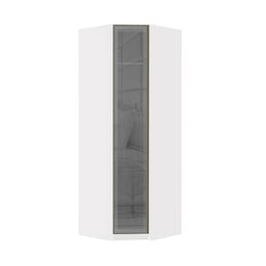 Guarda Roupa Modulado Canto Diagonal 1 Porta 83cm com Vidro Reflecta Prata Prime Luciane Móveis