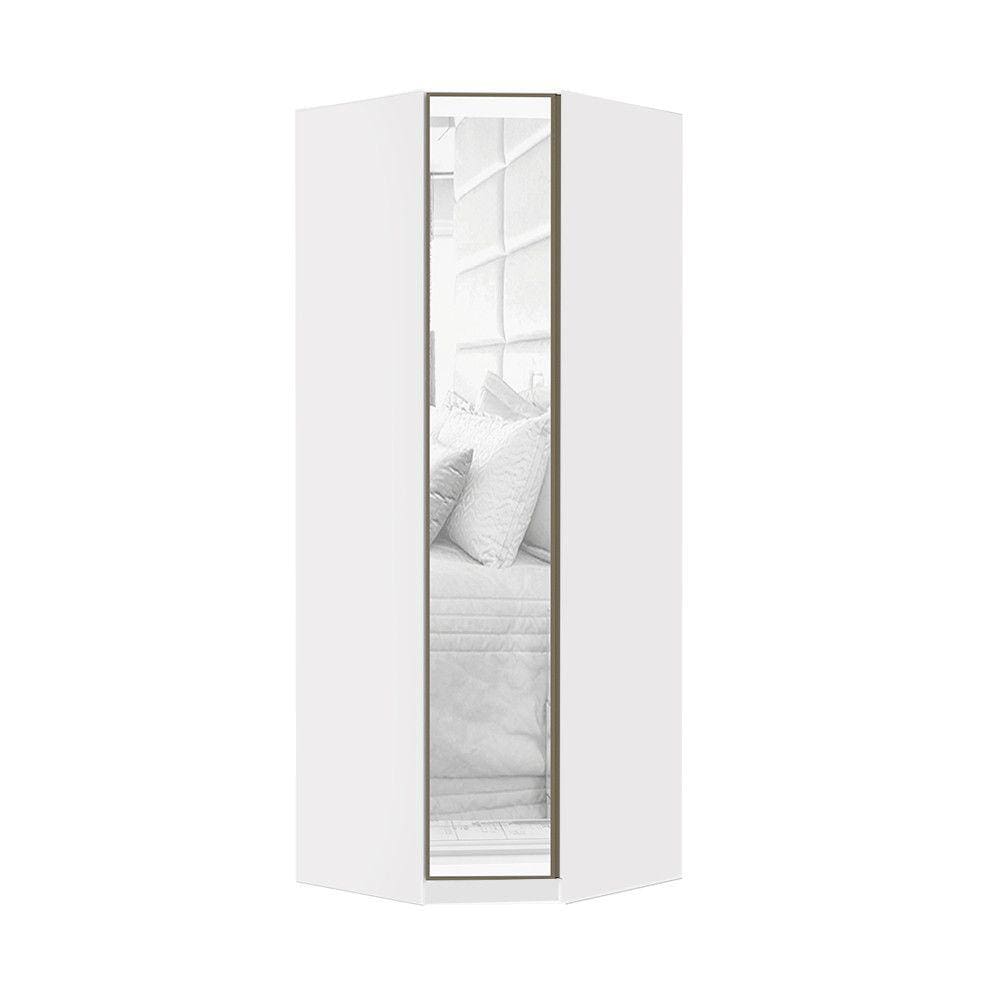 Guarda Roupa Modulado Canto Diagonal 1 Porta 6 Prateleiras 83cm com Espelho Prime Luciane Móveis