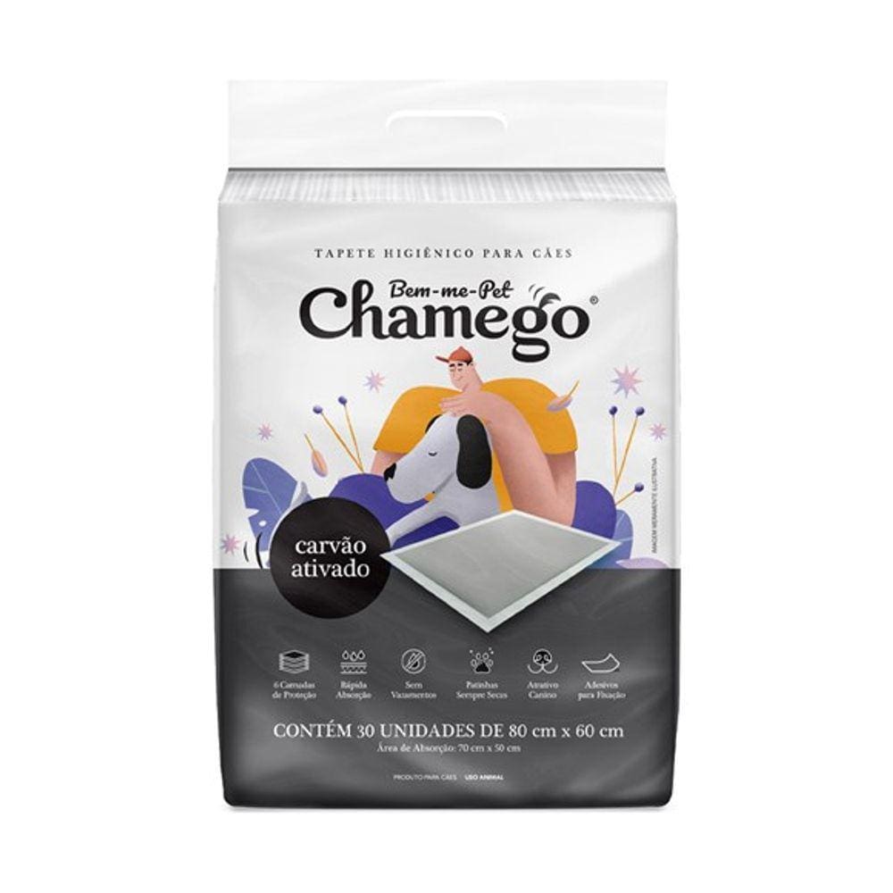 Tapete Higiênico Carvão Ativado Chamego C/30 Unidades